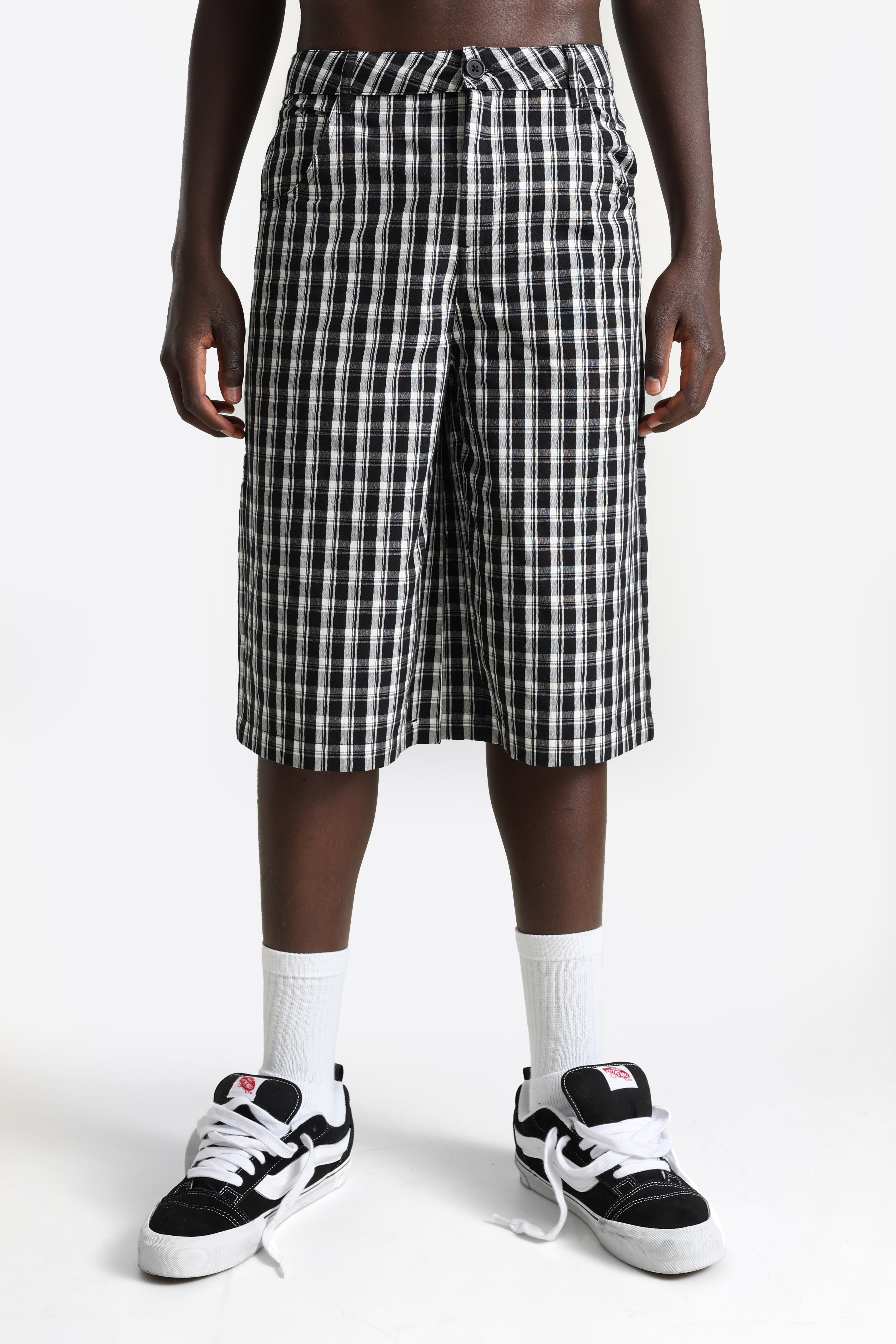 Bermuda shorts in fabric - Black + White