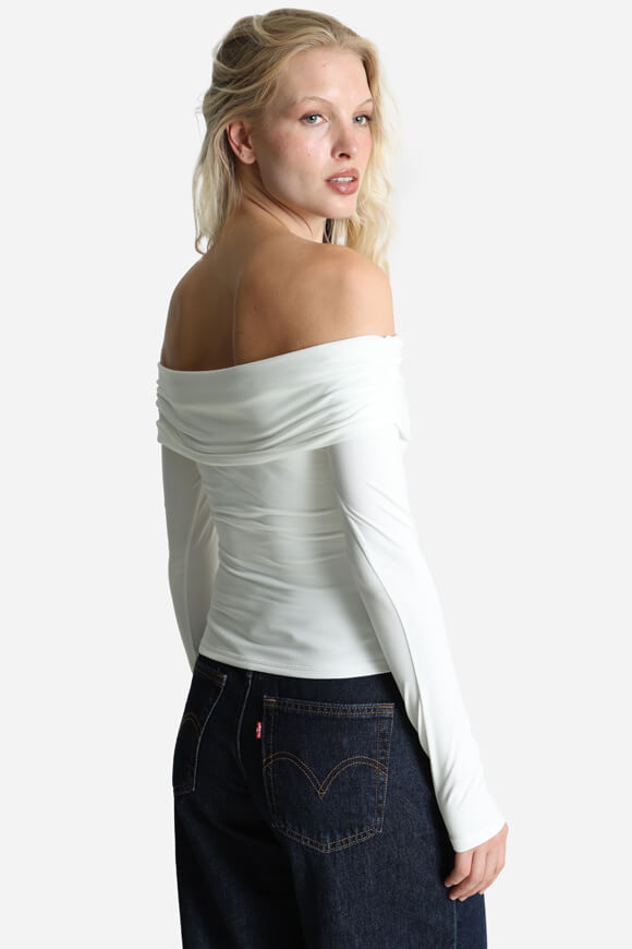 Chemise à manches longues Off Shoulder Crop - Blanc cassé