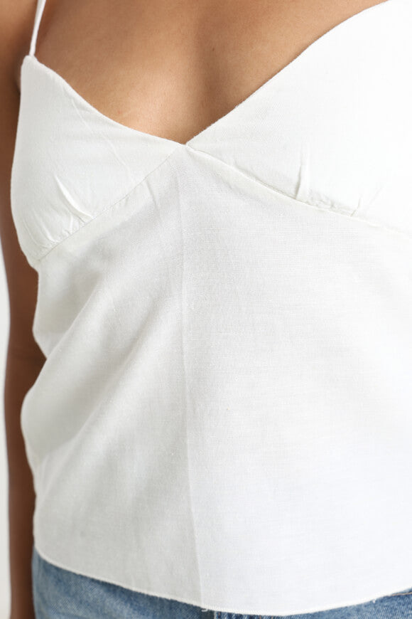 Top con cinturino in lino - Offwhite