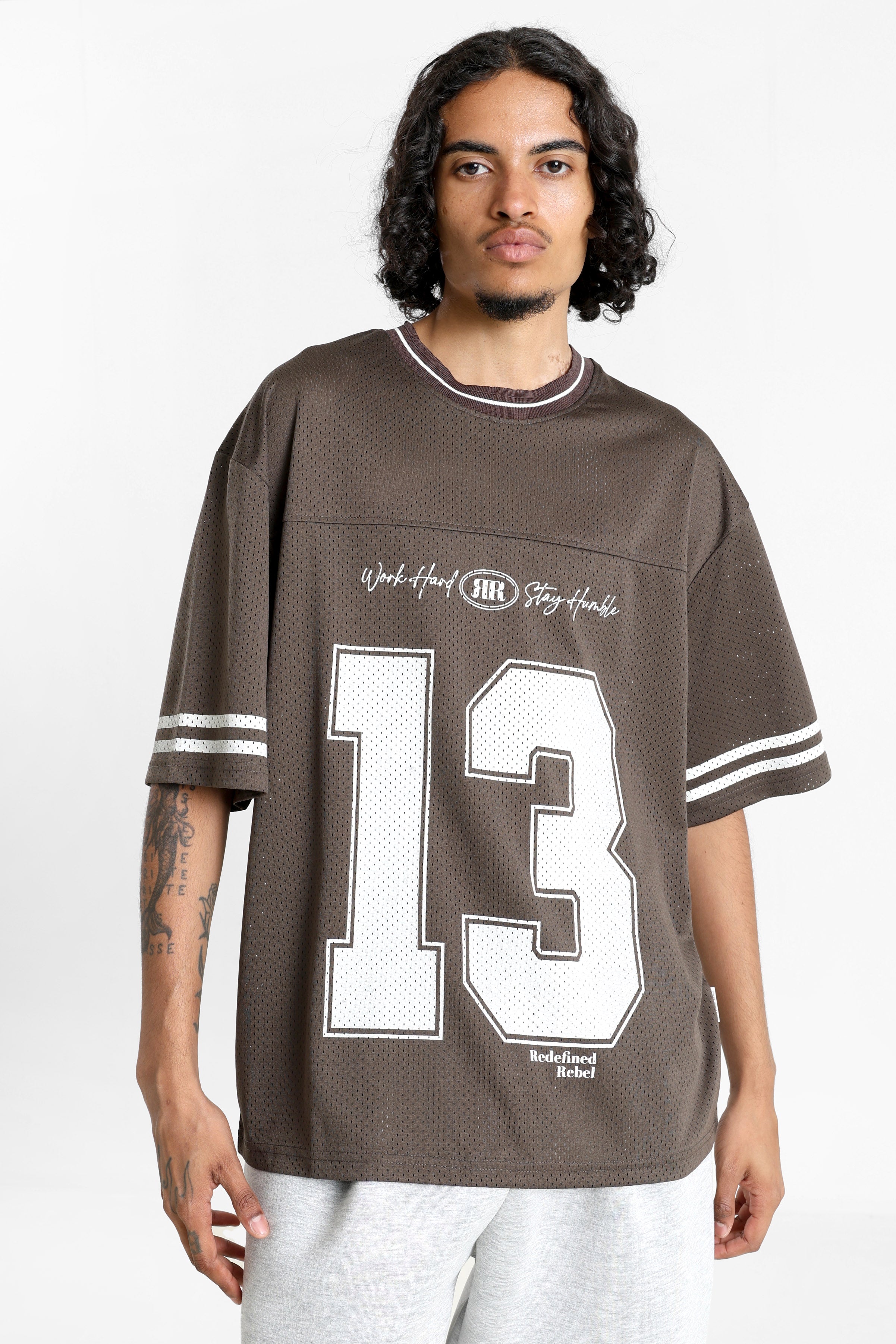 RRALVARO Mesh Oversize T-Shirt - Turkish Coffee