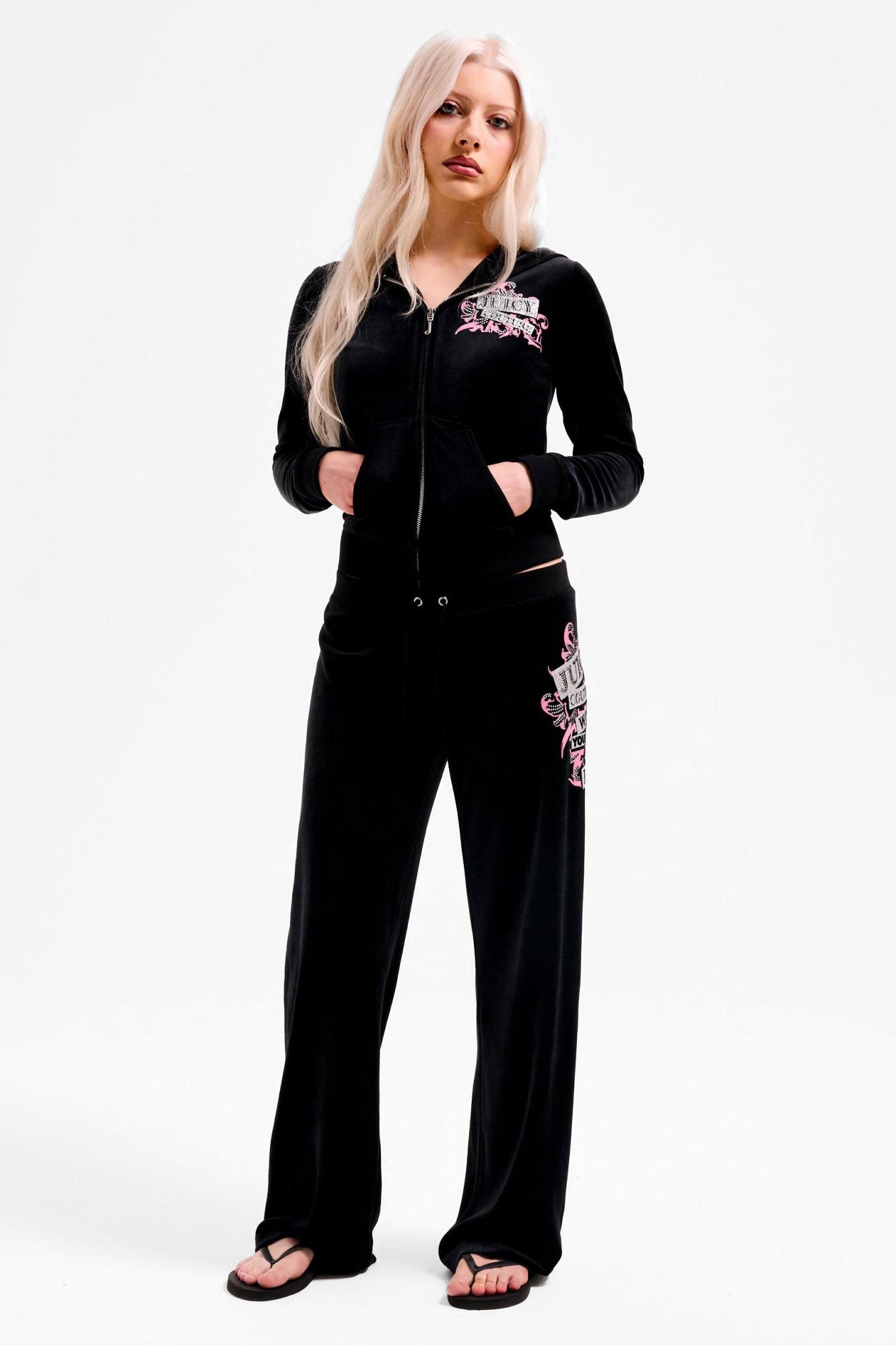 Samt Flare-Hose - Black