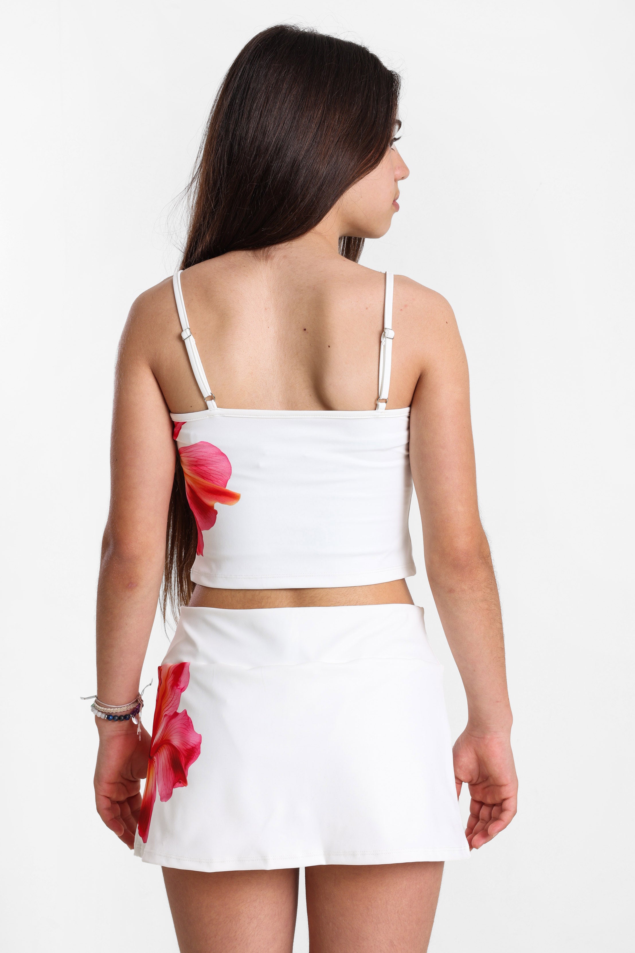 Crop Trägertop - Offwhite + Pink