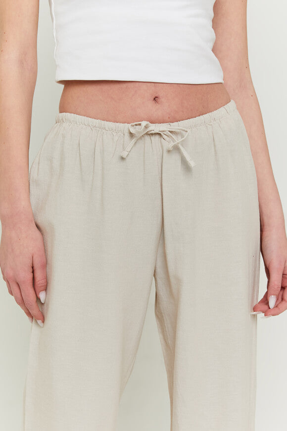 Wide Leg Leinenhose - Beige