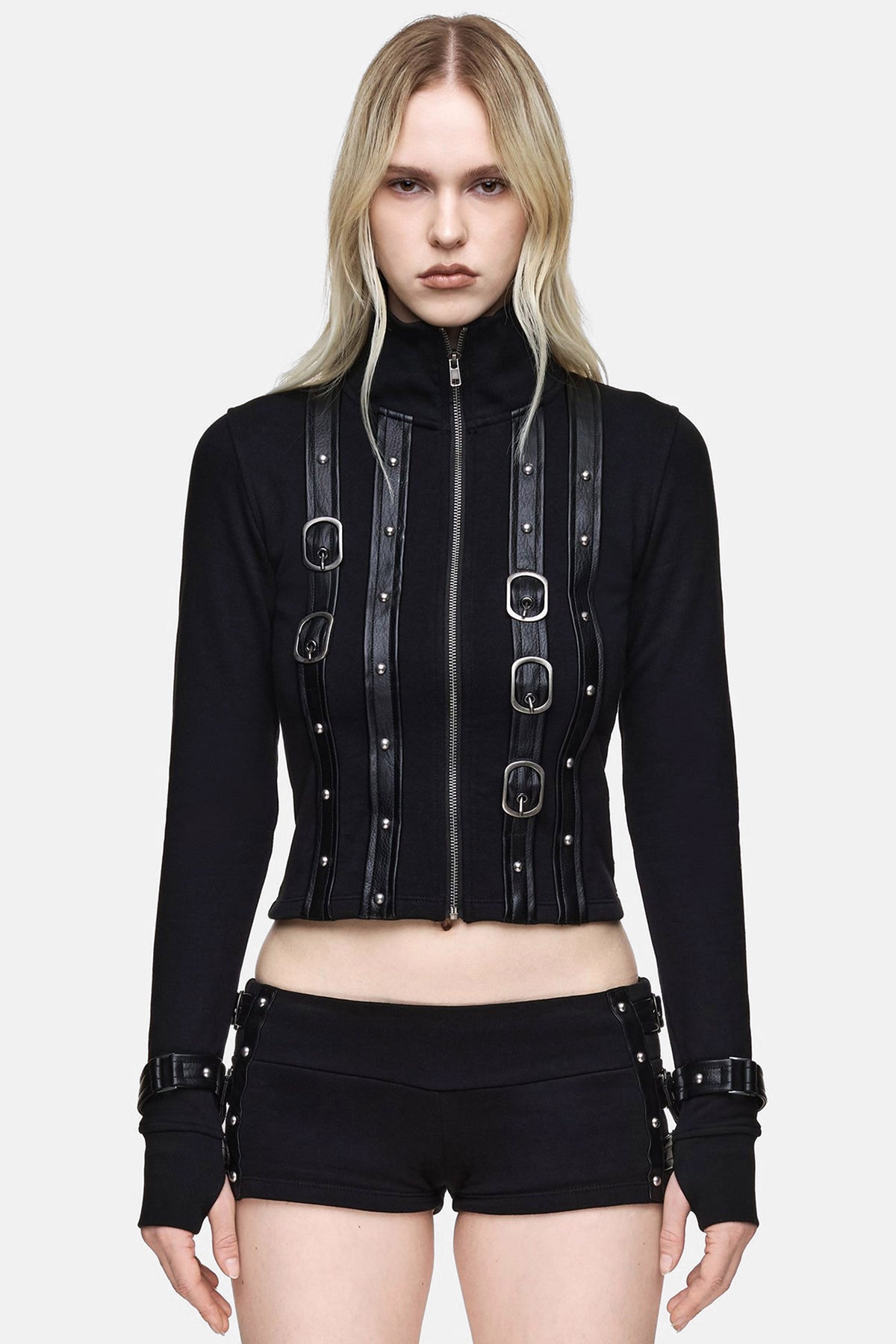 Resonance Funnel Crop Sweatjacke - Black