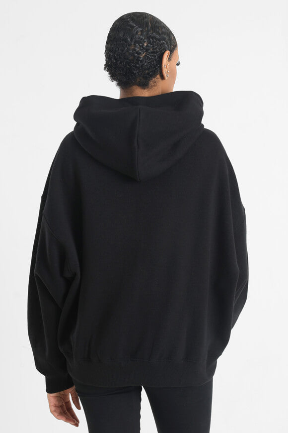 Oversize hooded sweat jacket - black