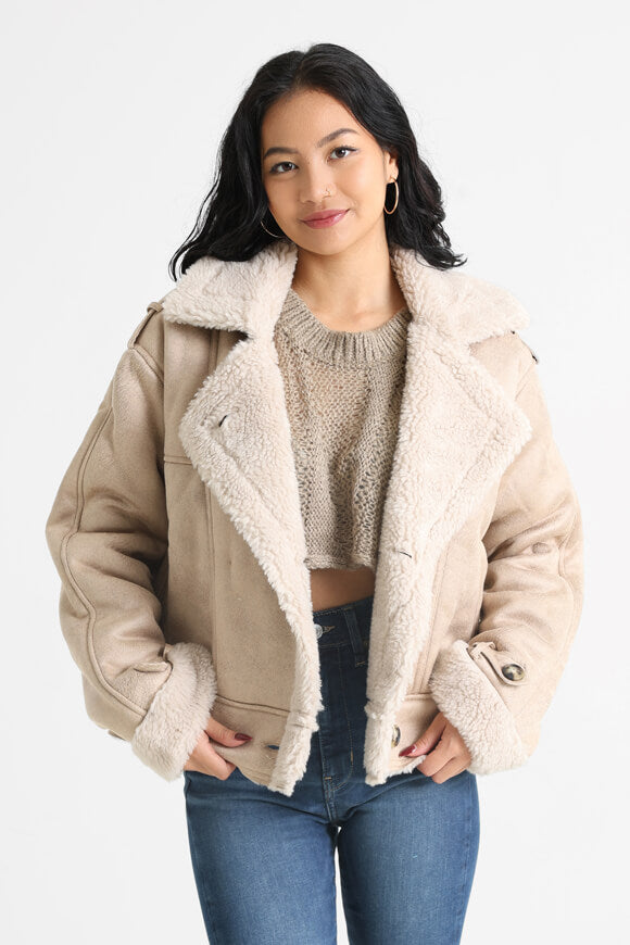 Veste en shearling Ylva - Safari + Pumice Stone