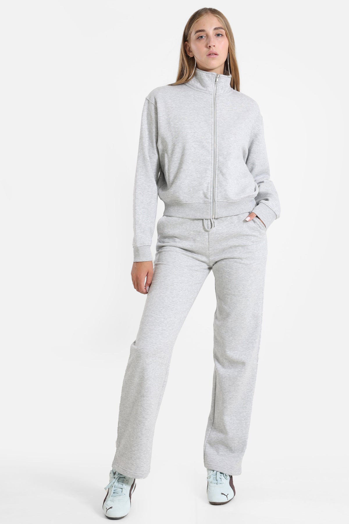 Sweatjacke - Grau meliert