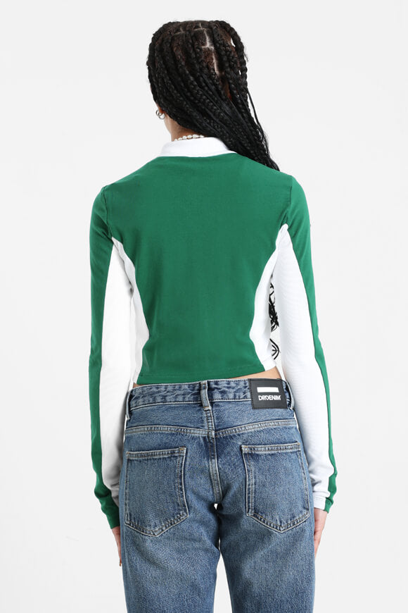 Crop Sweatjacke - Grün + Weiss