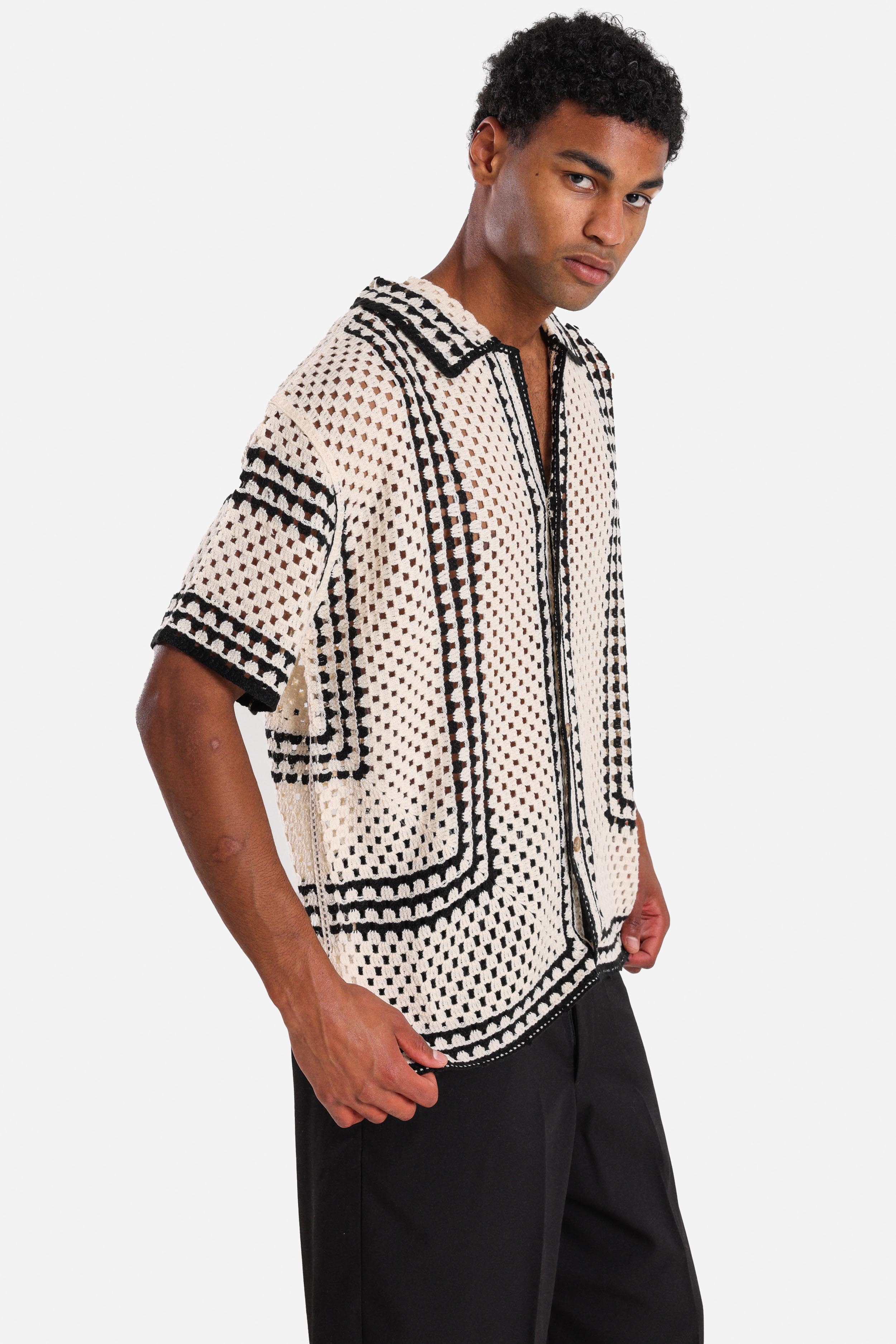 Häkelhemd - Cream + Black