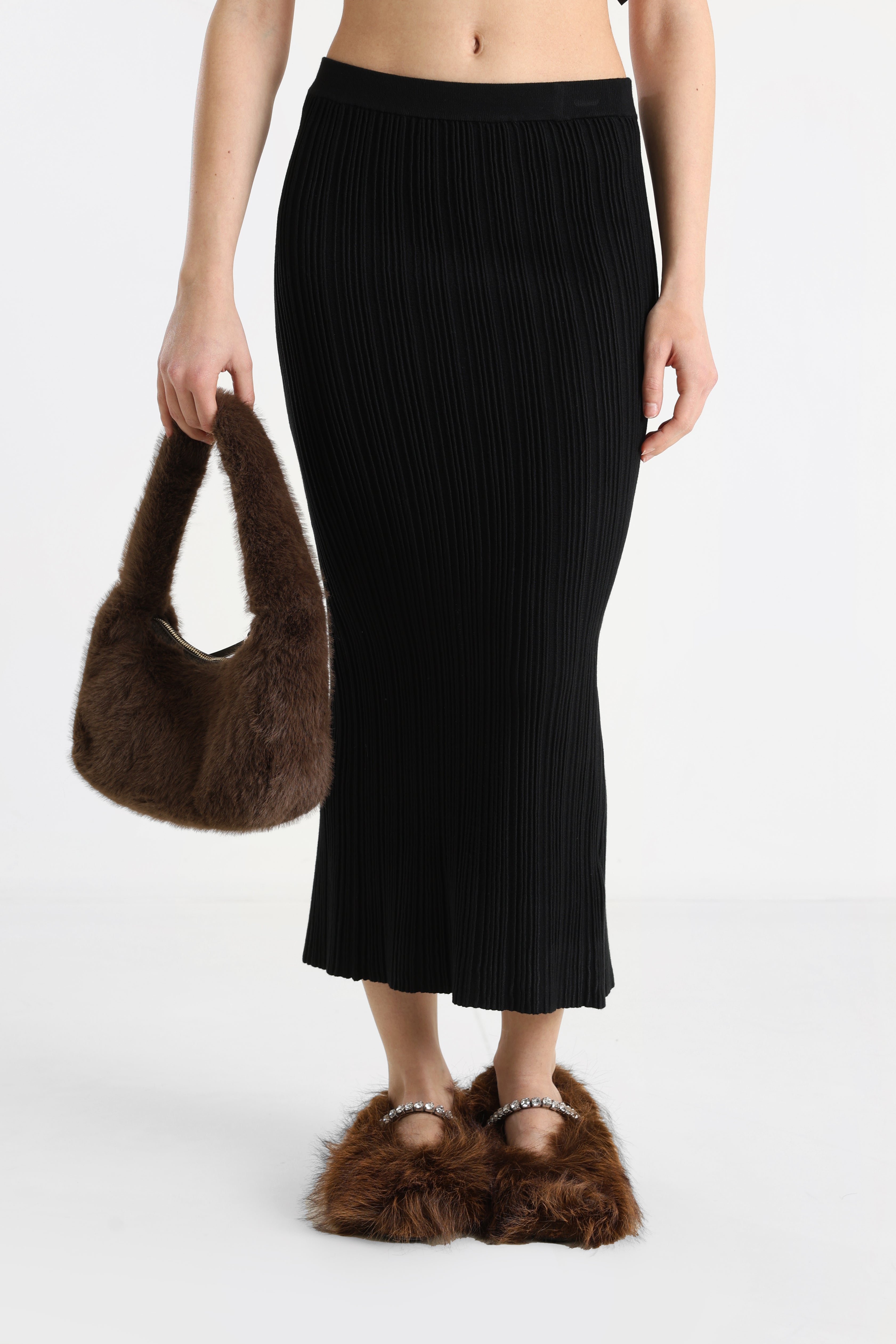 Midi Strickrock - Schwarz