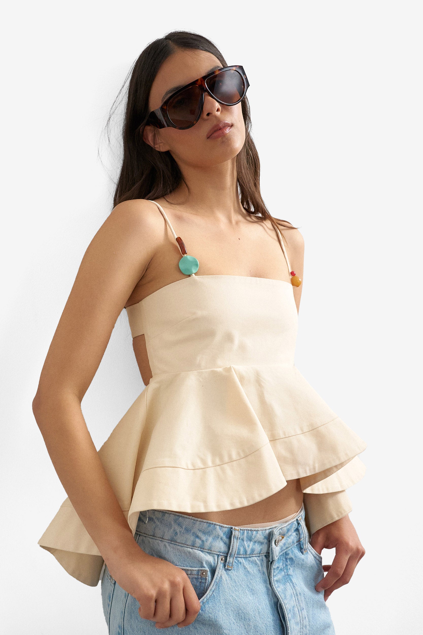 TSMINA Crop Trägertop  - Beige