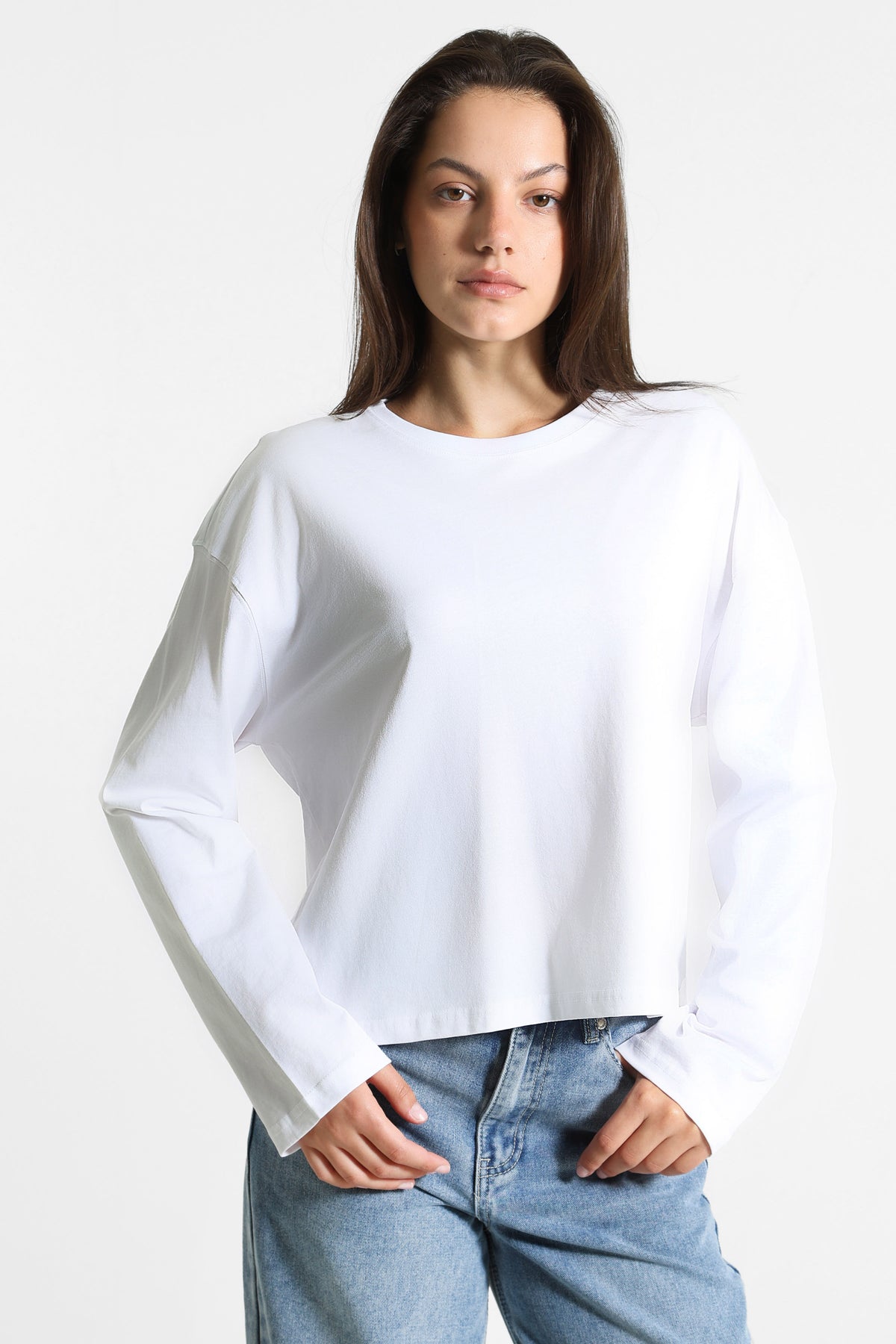 Loose long-sleeve shirt - White