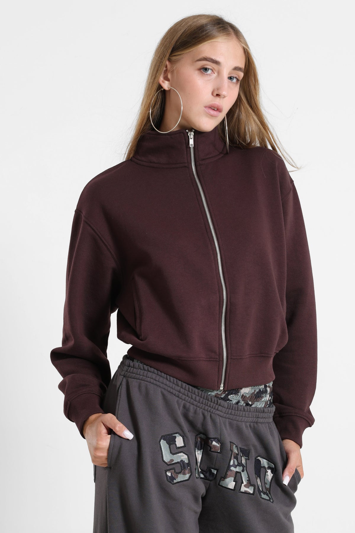 Sweatjacke - Dunkelbraun