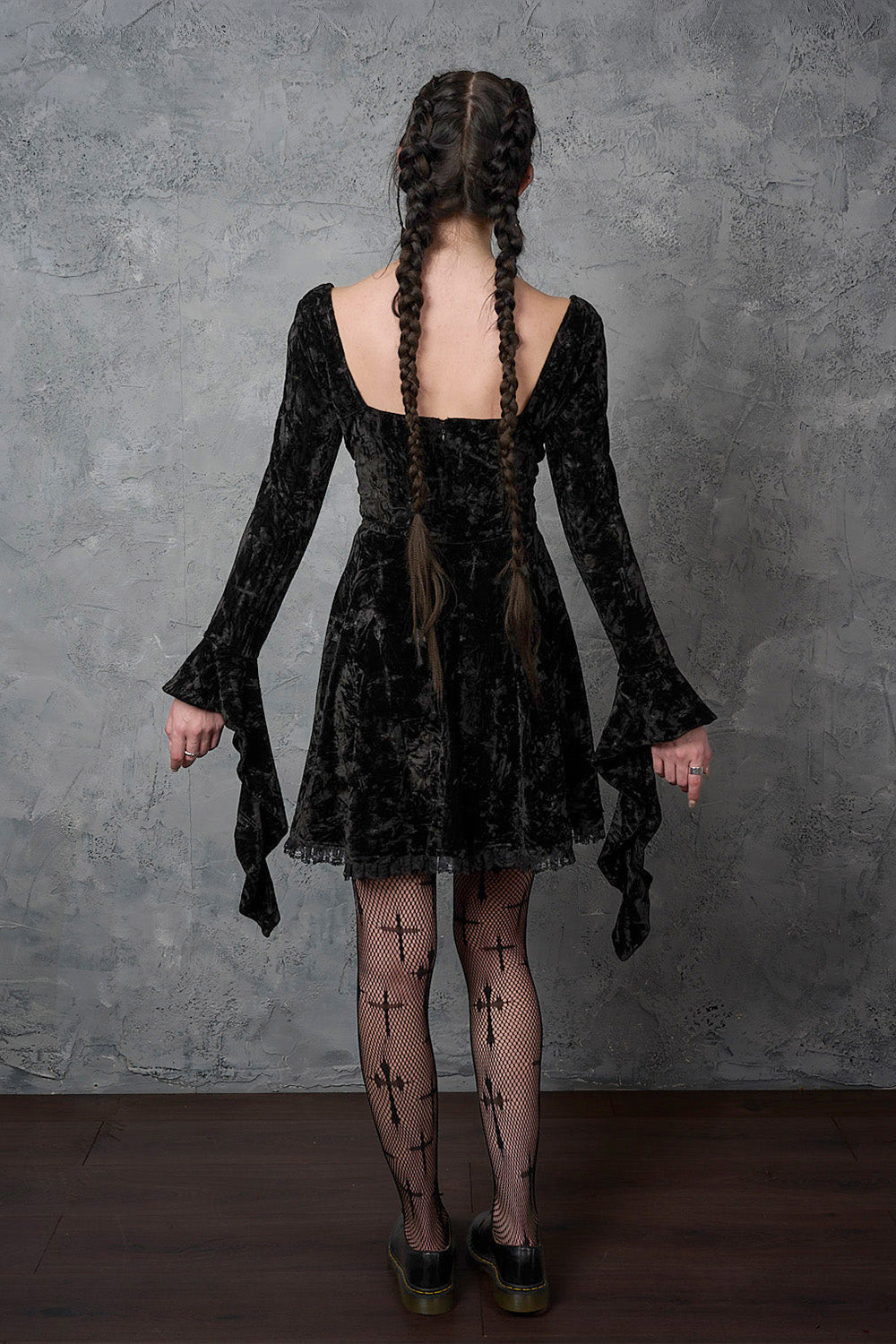 Mini velvet dress - Black