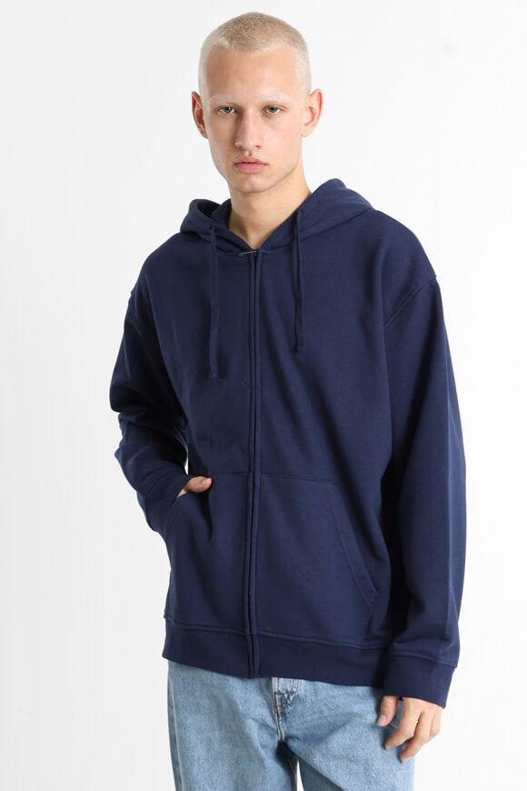 Oversized zip-up hoodie sweatshirt - Bleu marine
