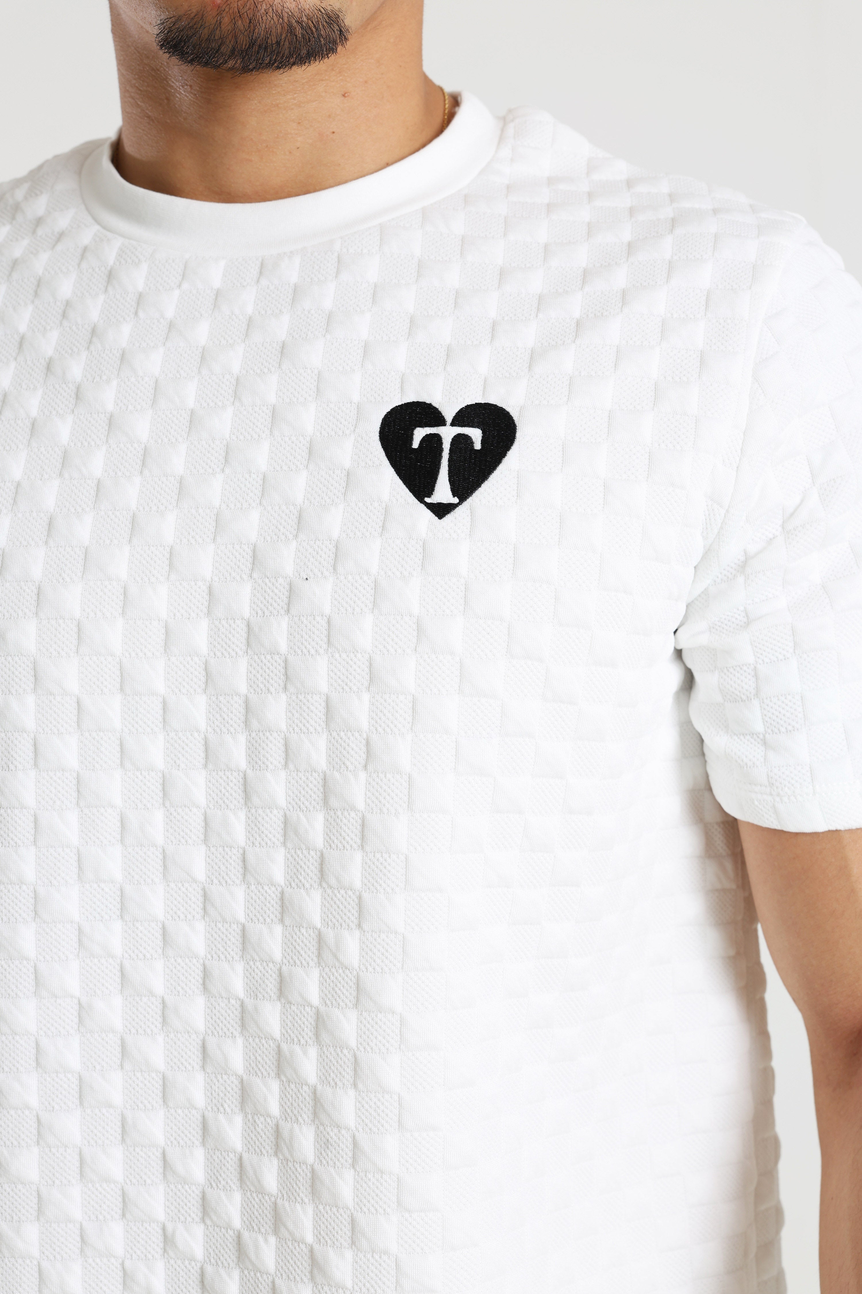 T-shirt in tessuto strutturato - Bianco