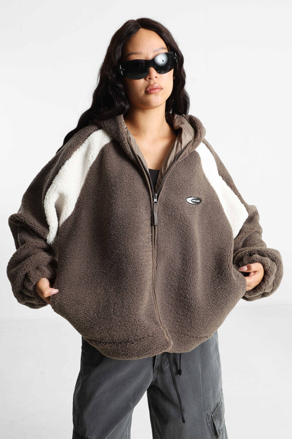 Oversize Teddy Jacke - Taupe