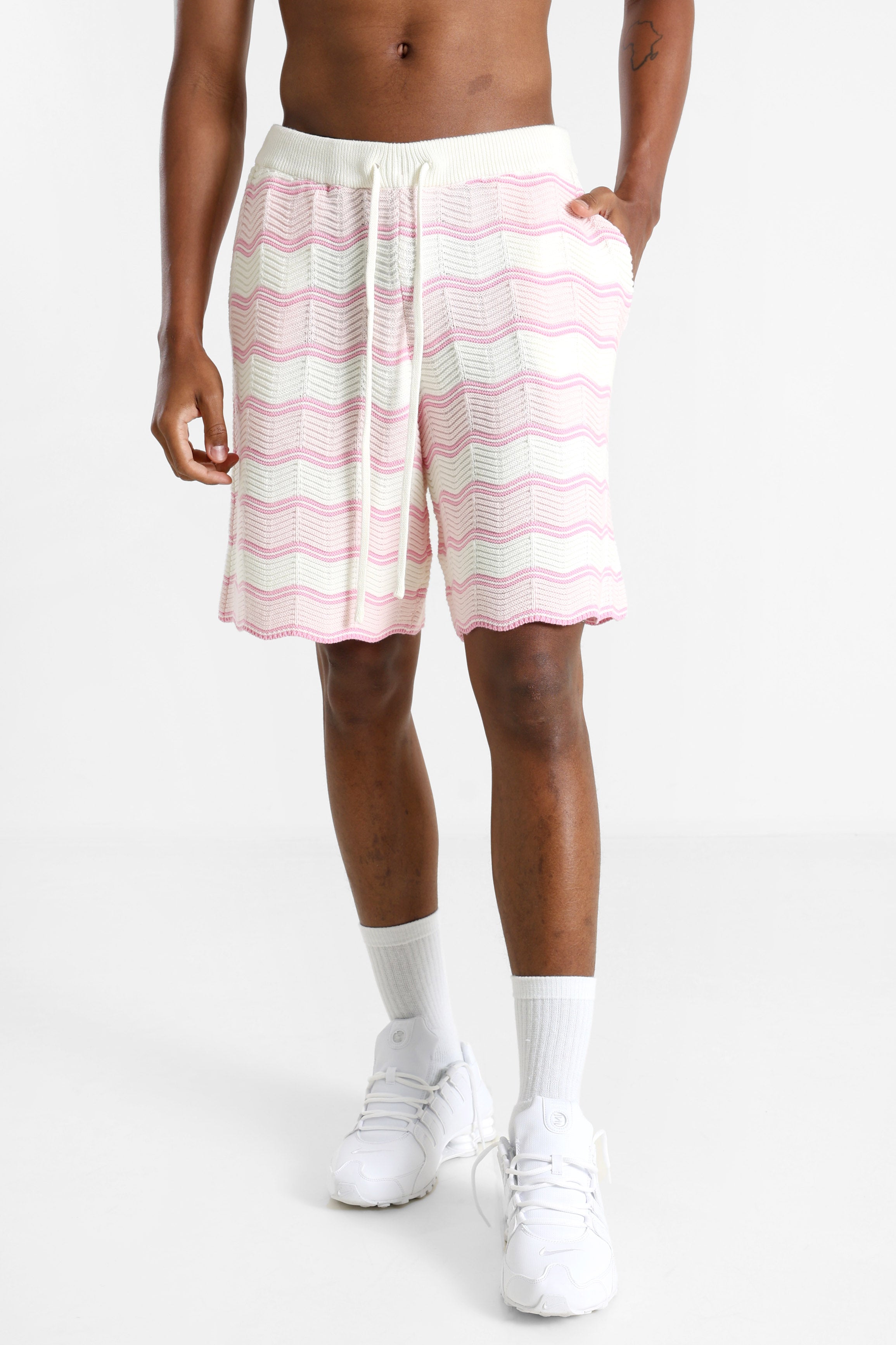 Strickshorts - Offwhite + Pink