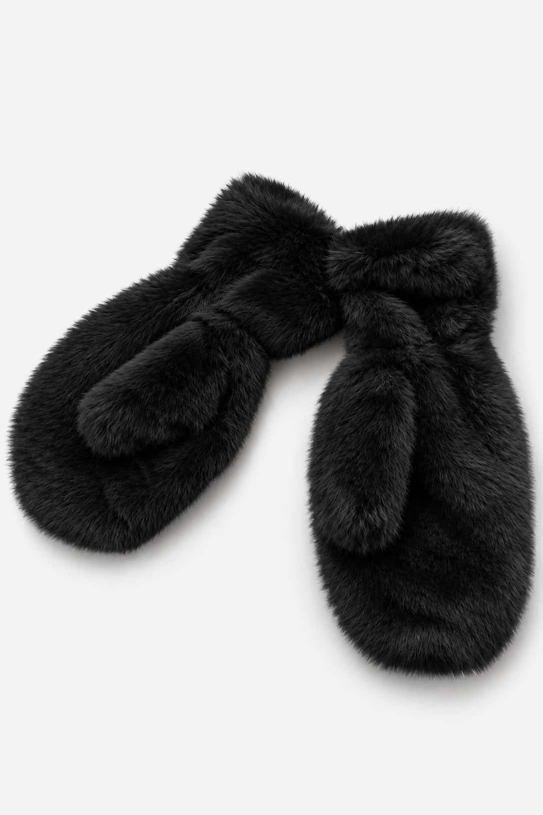 Kunstfell Fäustlinge - Black