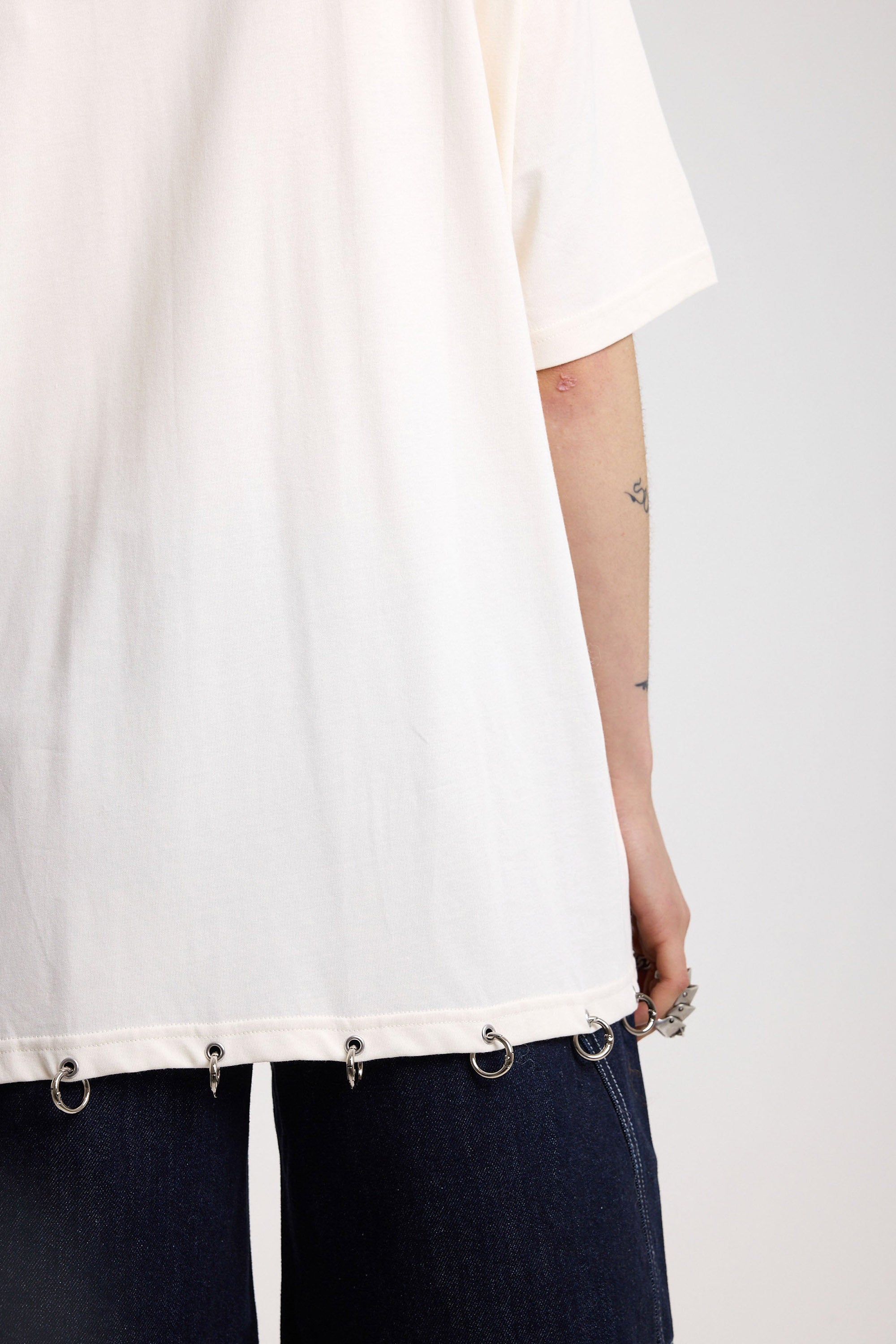 Deer Oversize T-Shirt mit Nieten - Light Beige