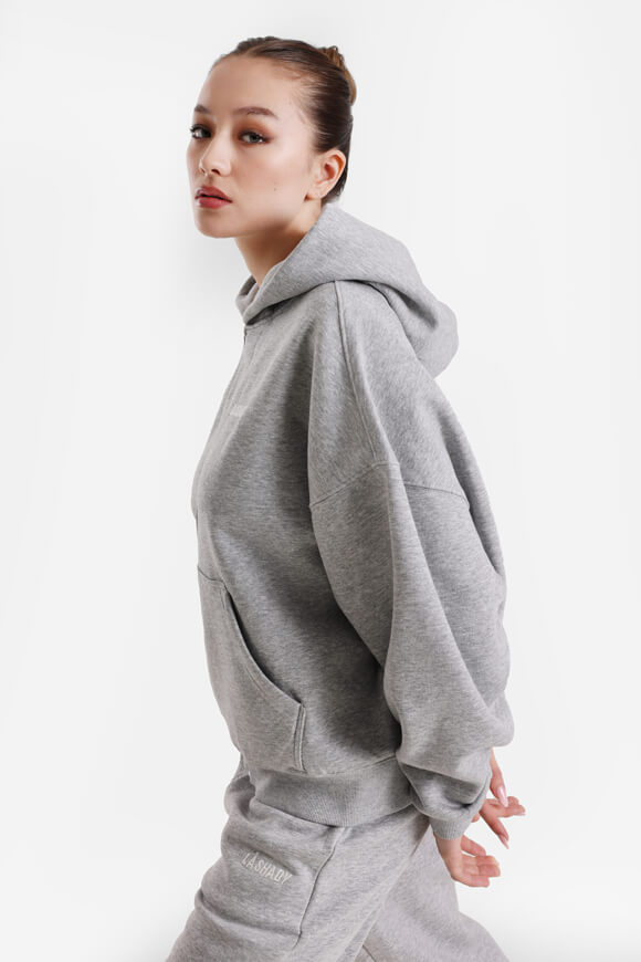Sweat à capuche oversize - gris clair chiné
