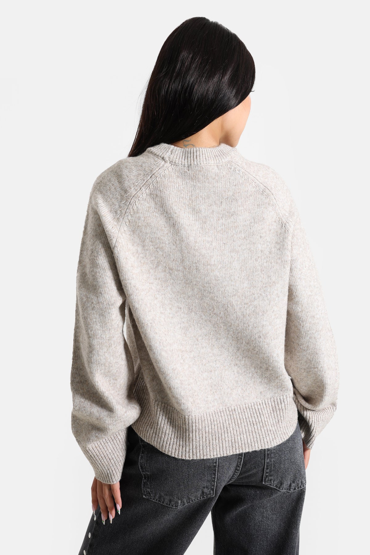 Pull ample en tricot - Beige Melange