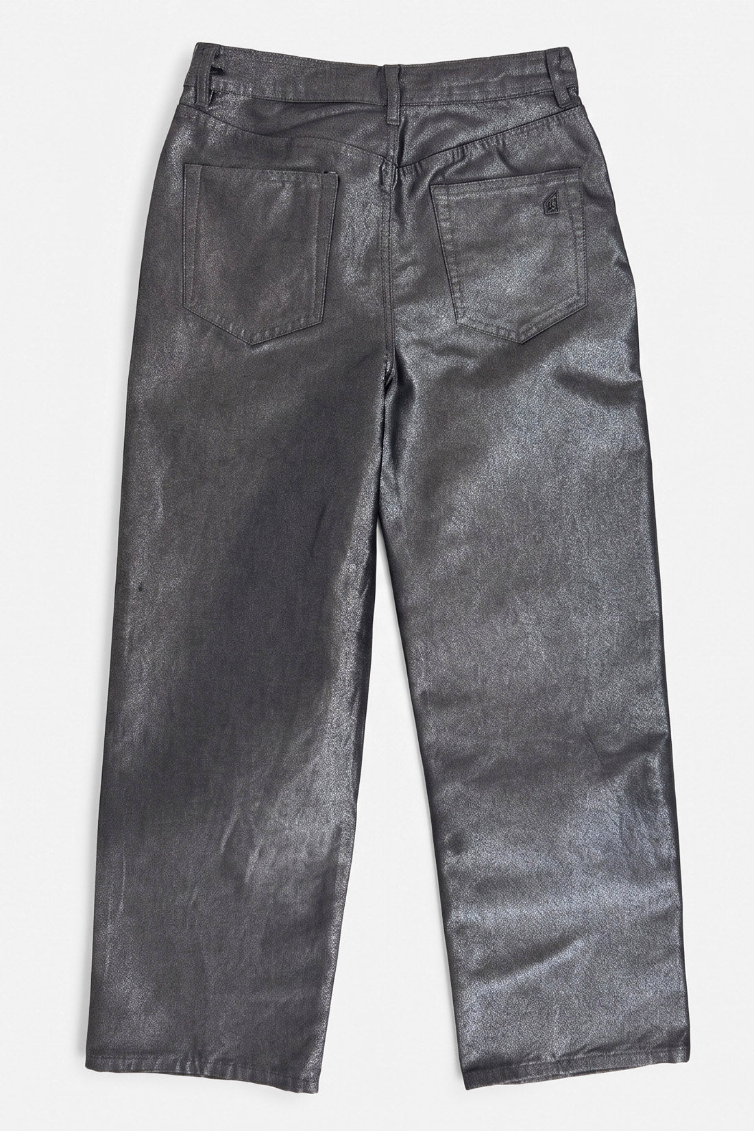Jean wide leg effet brillant - Noir + Argenté