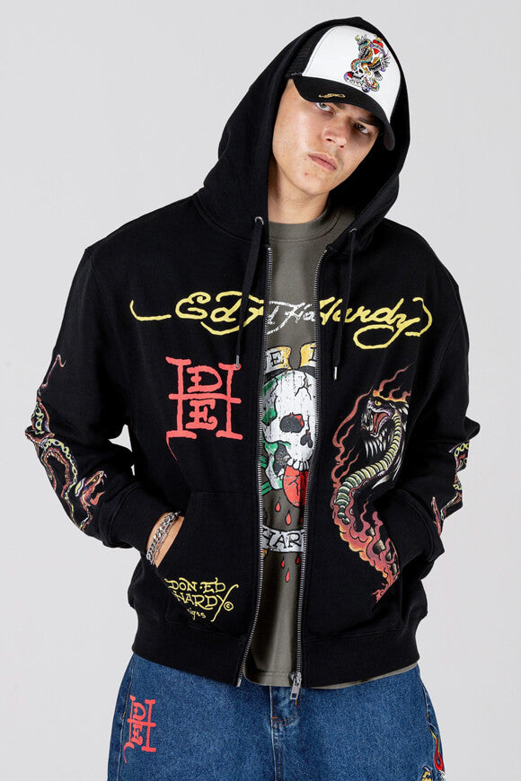 Kapuzensweatjacke - Black