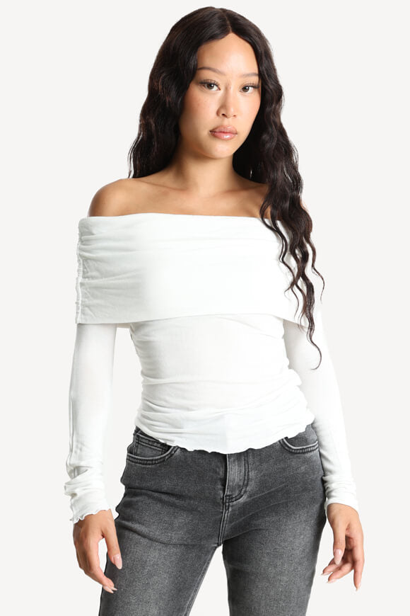 Chemise à manches longues off shoulder - Blanc cassé