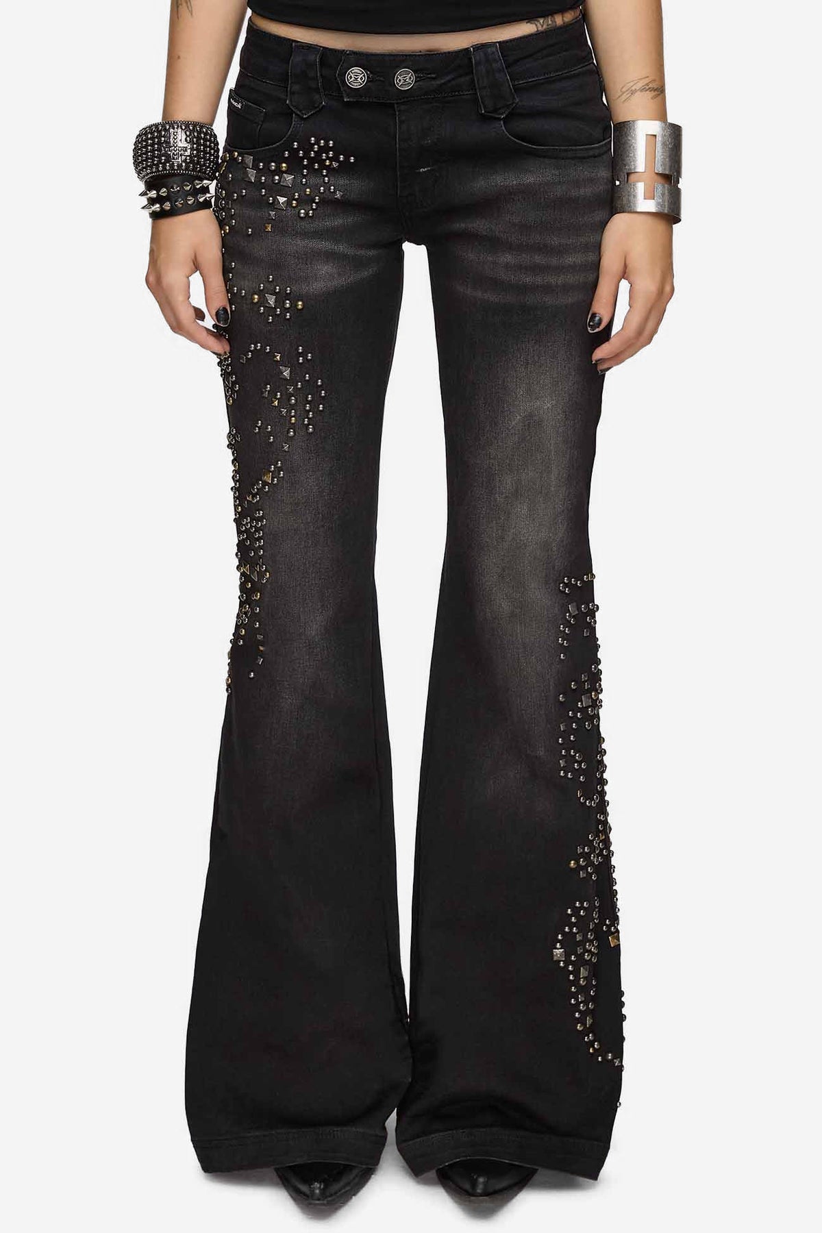 Brielle Flare Jeans - Black Washed