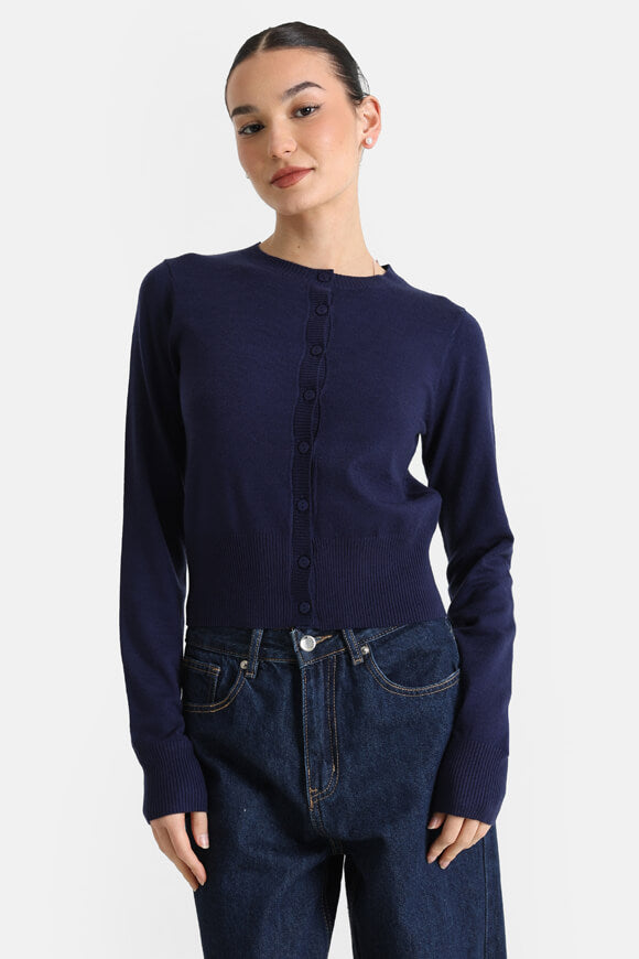 Crop Cardigan - Navy