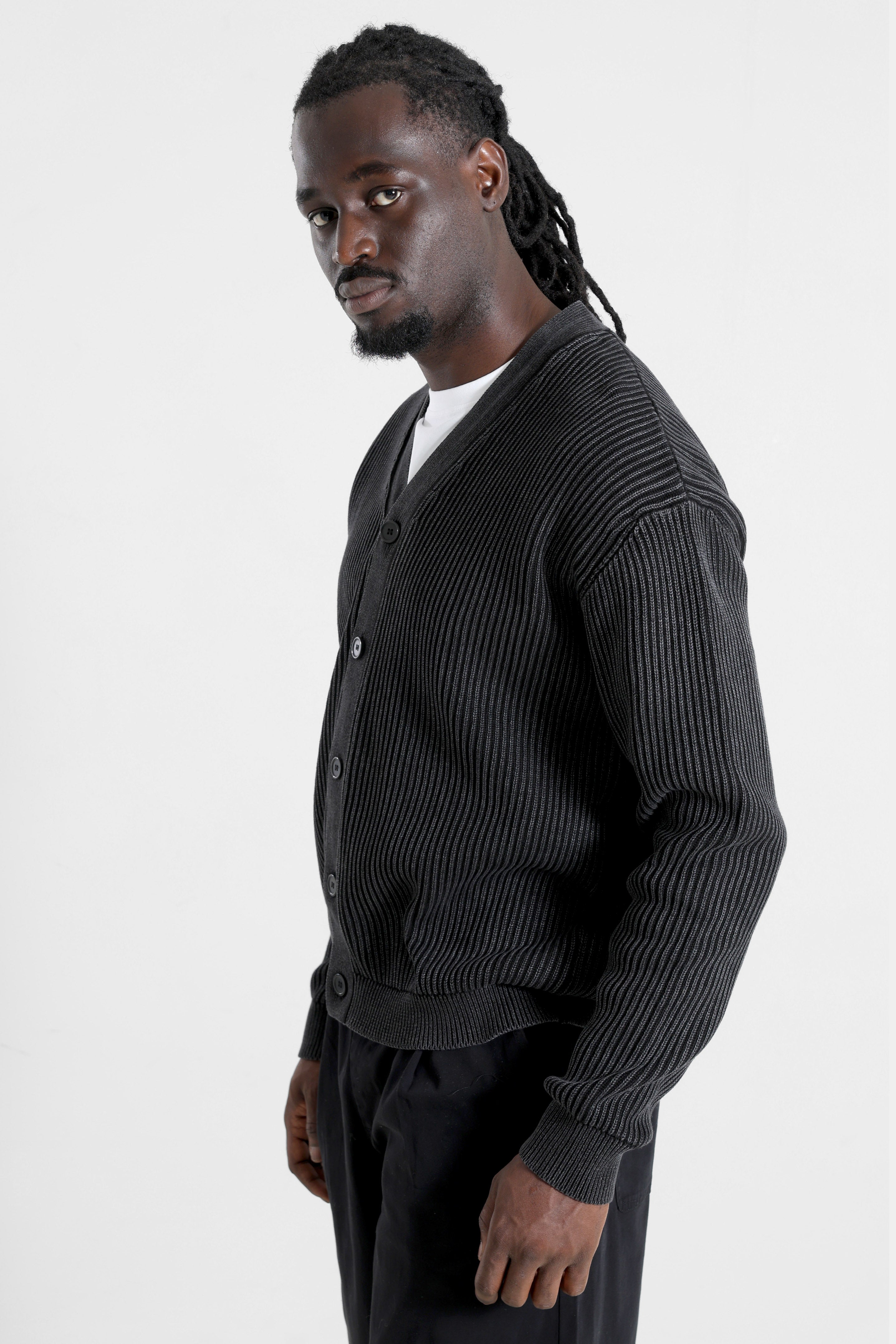 RROZZY gerippter Cardigan - Black