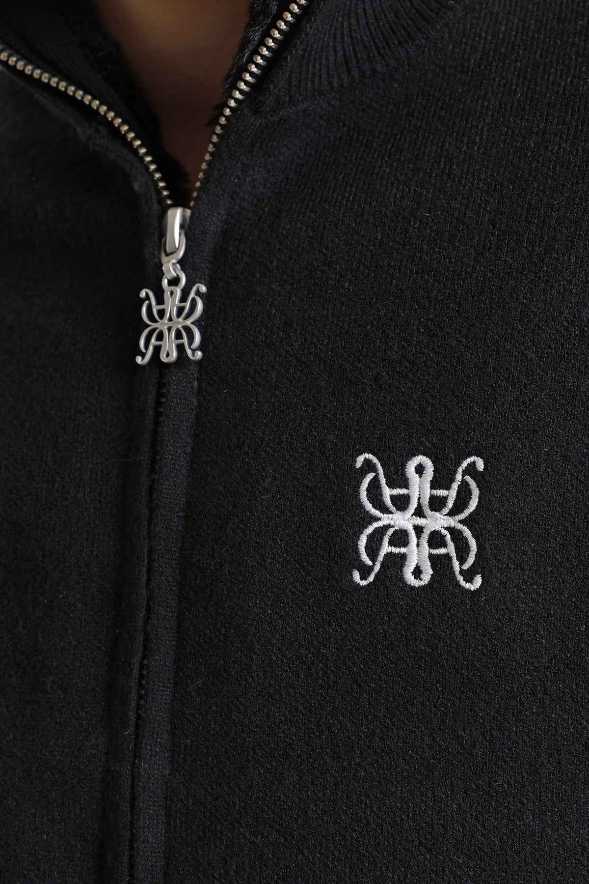 Gefütterte Strickjacke - Schwarz