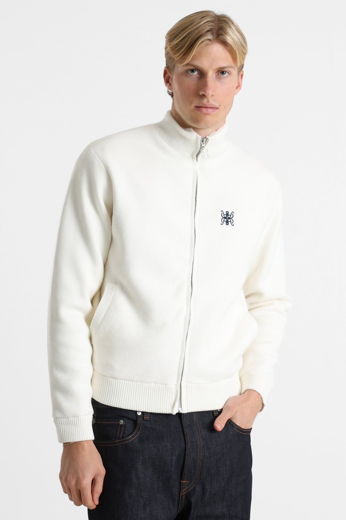 Gefütterte Strickjacke - Offwhite
