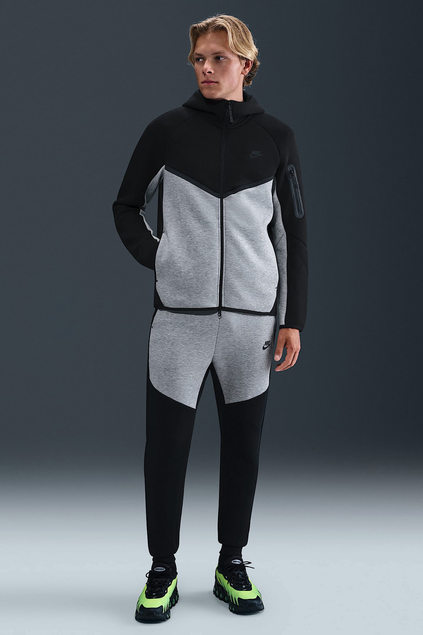 Sportswear Tech Fleece Kapuzensweatjacke - Black + Light Grey Heather