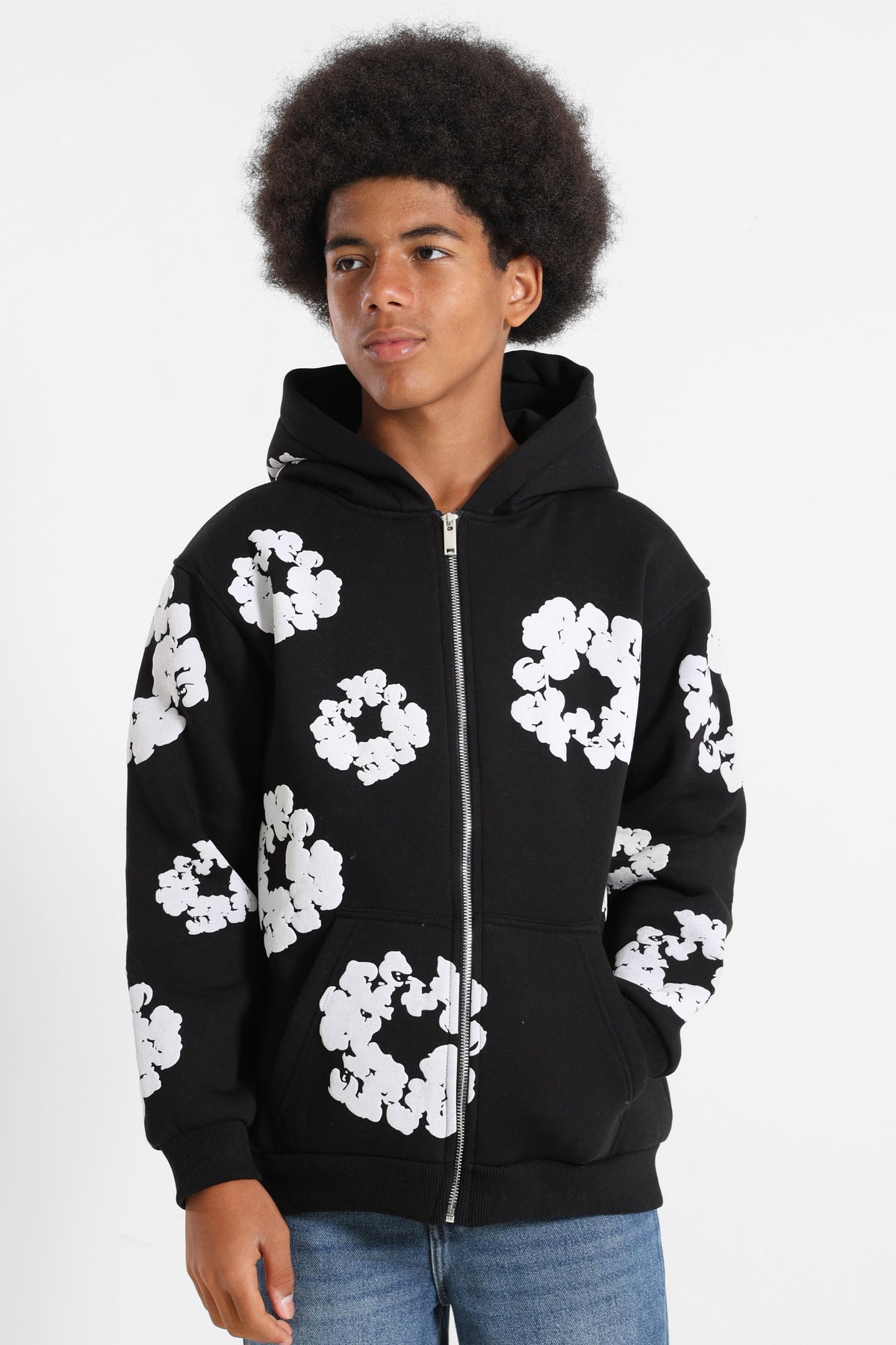Kapuzensweatjacke - Black + White