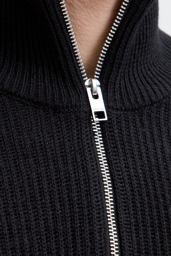 Pannel ribbed knit sweater - Black