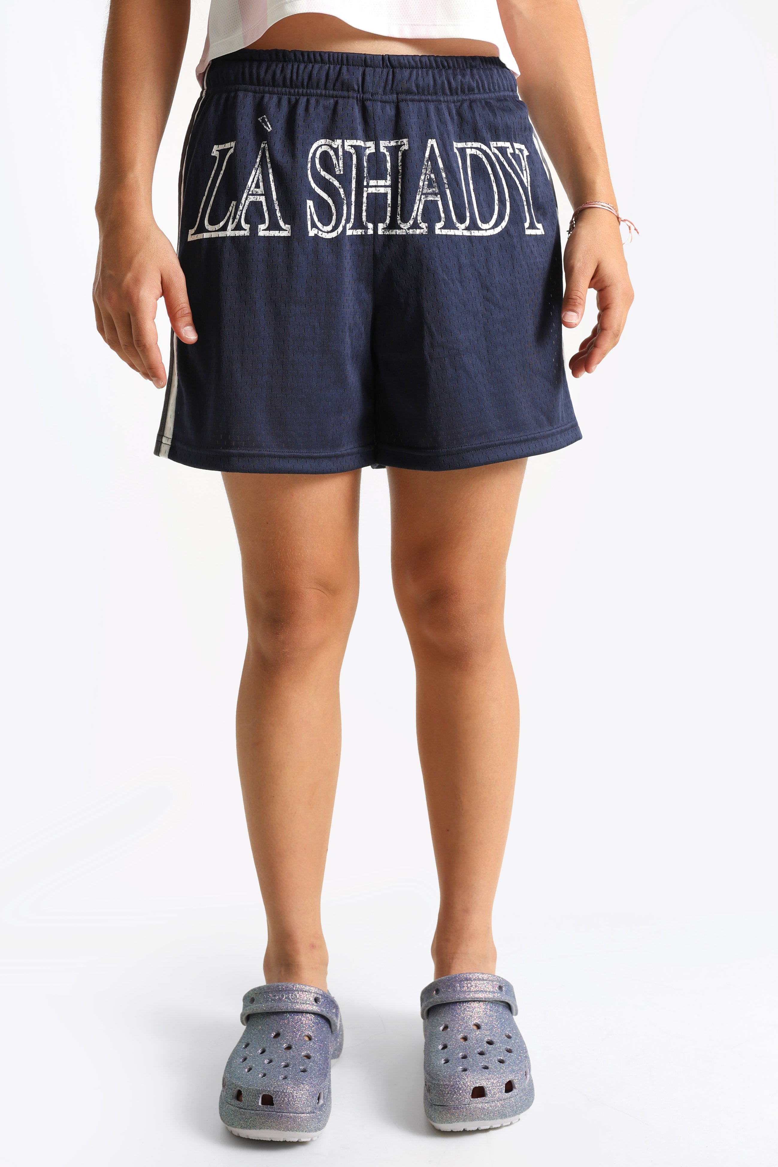 Shorts in mesh - Bleu marine + Bianco