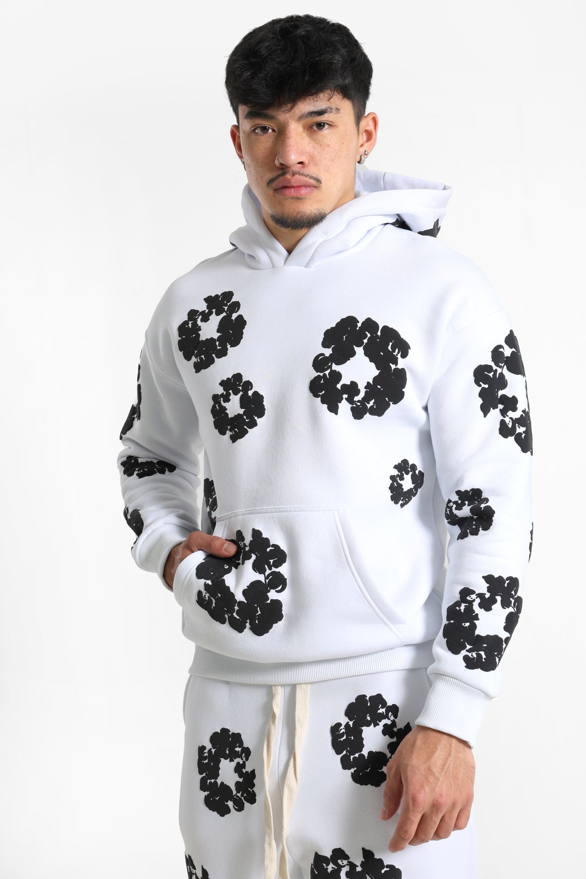Kapuzensweatshirt - White + Black