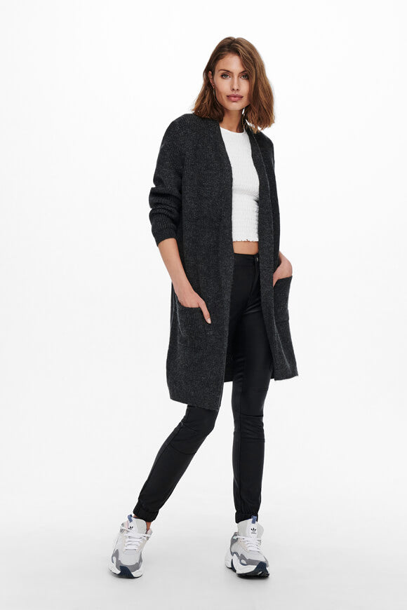 Jade jaquette en tricot côtelé - Dark Grey Melange