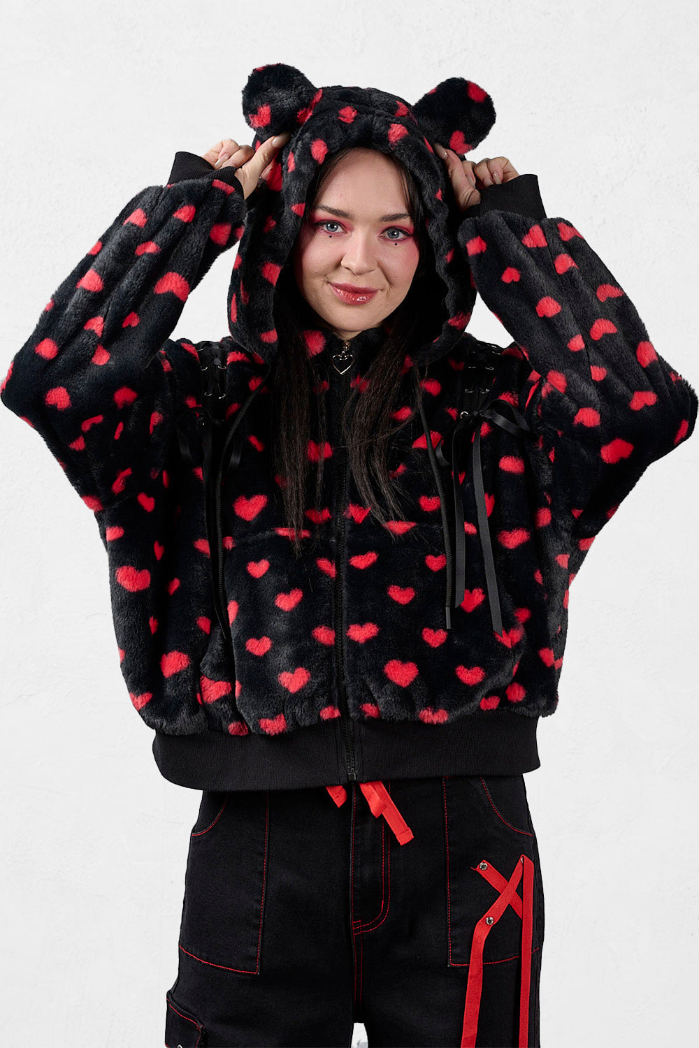 Veste en peluche - Black + Red