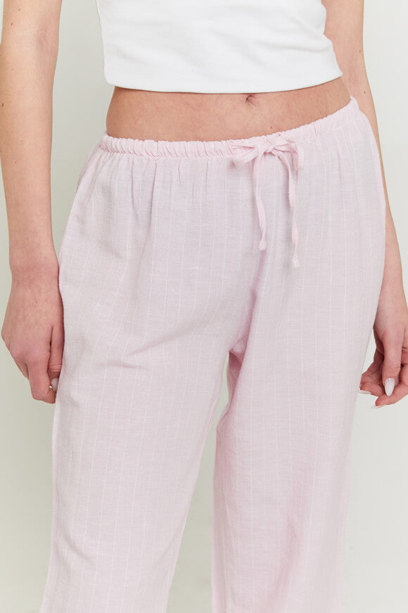 Pantaloni di lino a gamba larga - Pink + White