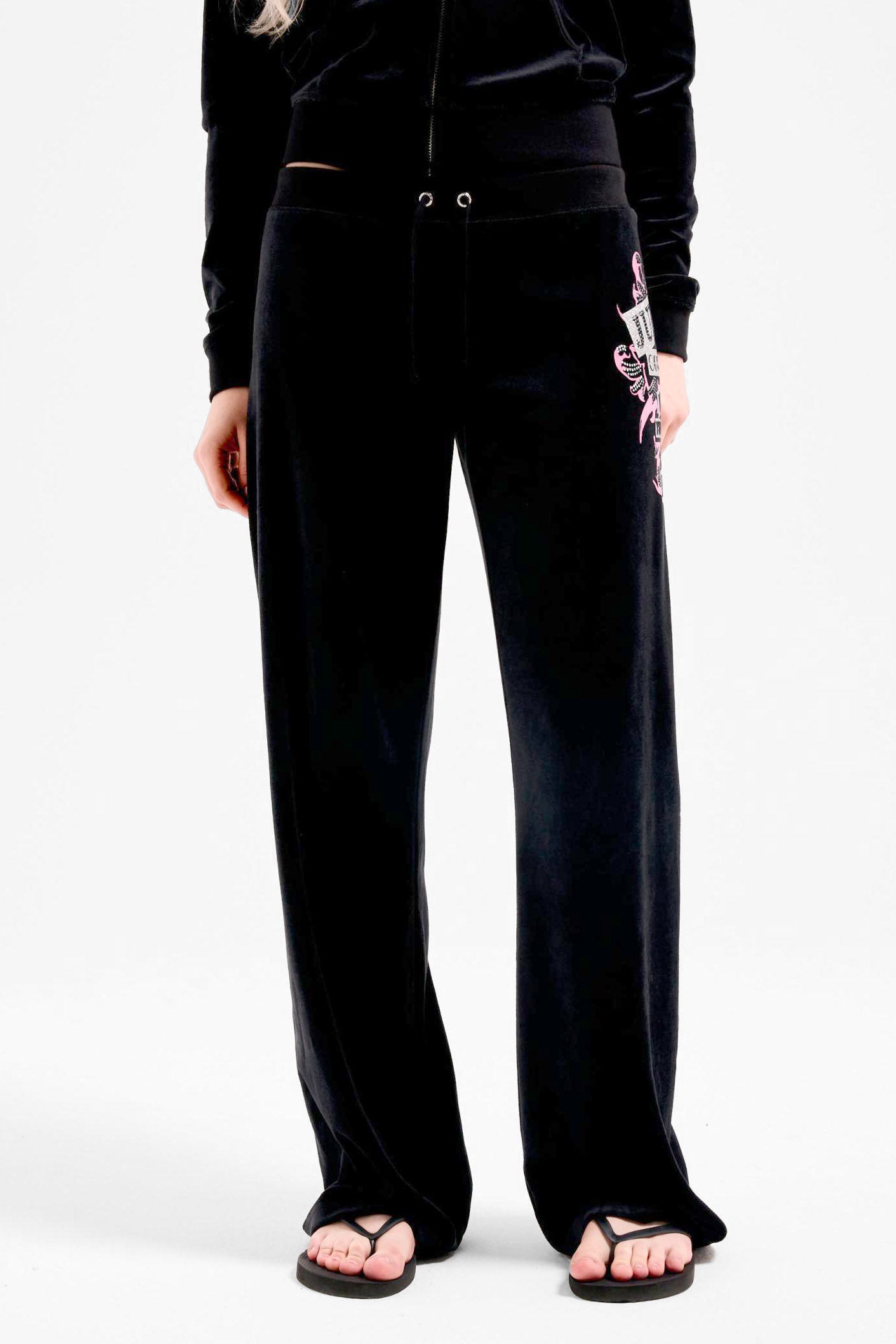 Samt Flare-Hose - Black