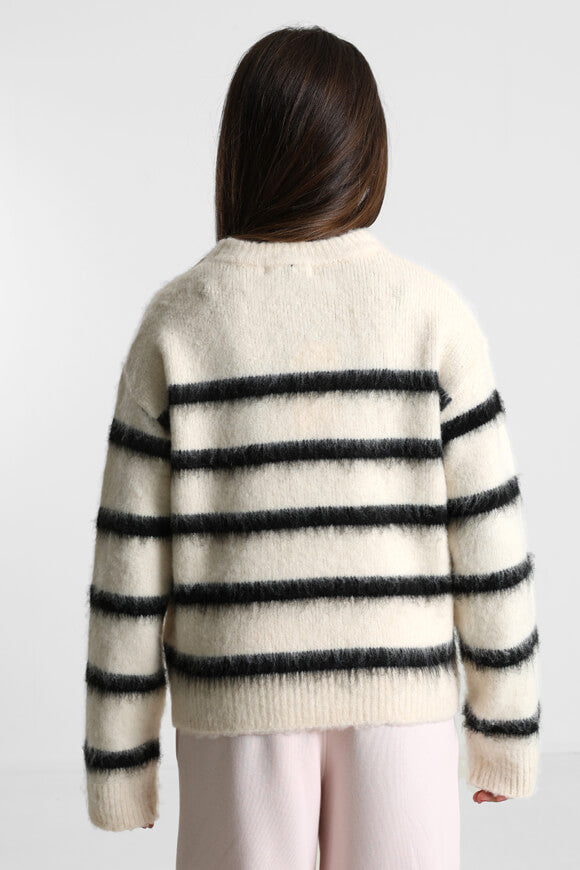 Oversize hairy knit sweater - cream + black