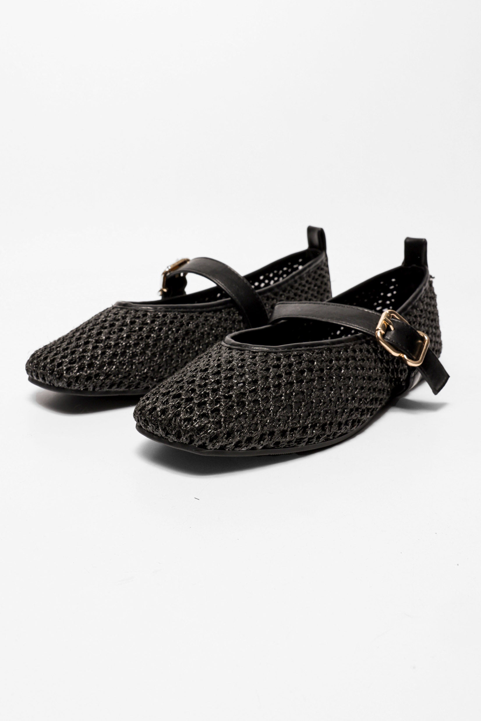 Geflochtene Mesh-Ballerinas - Black
