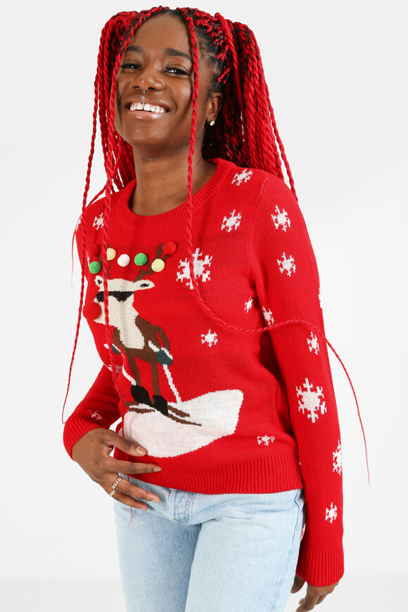 Christmas knitted sweater - Chinese Red