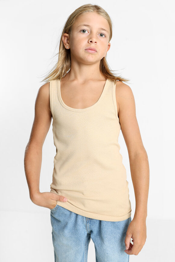 Geripptes Tanktop - Beige