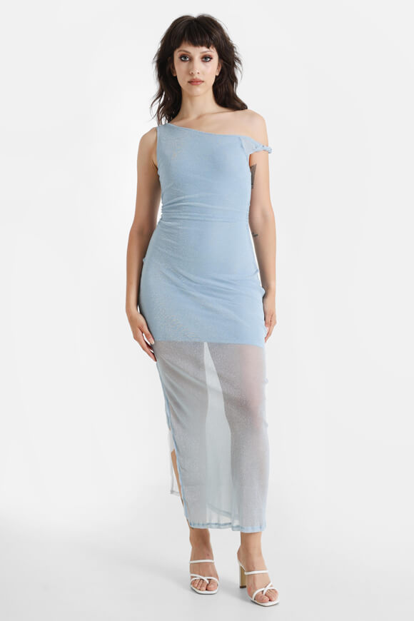 Robe maxi une épaule pailletée - bleu clair