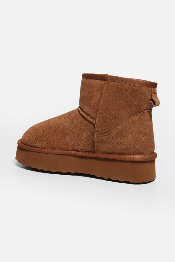 Stivaletto con plateau foderato - cognac