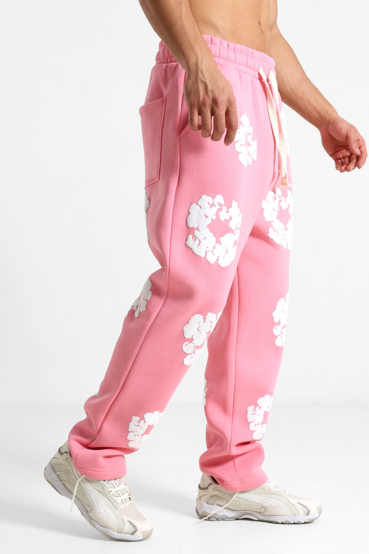 Sweatpants - Pink + White